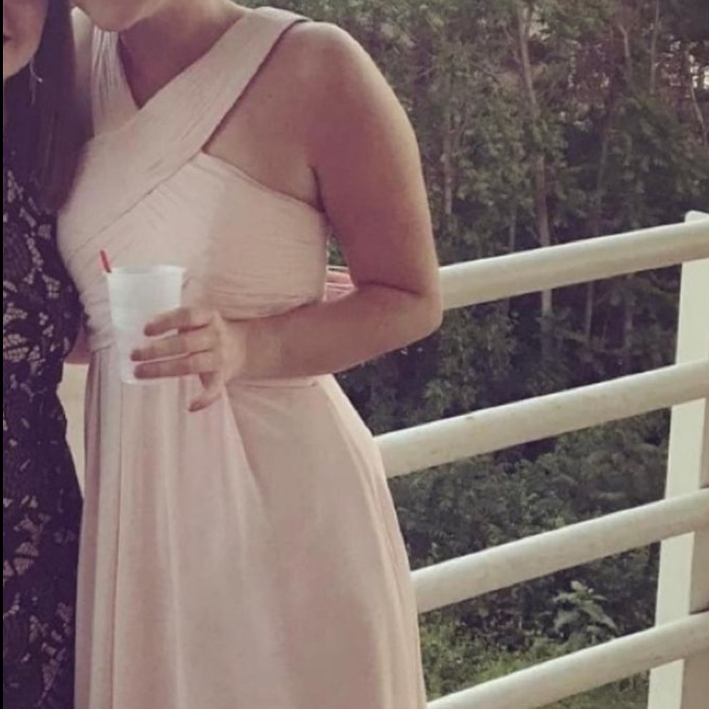 Bill Levkoff blush pink bridesmaid dress